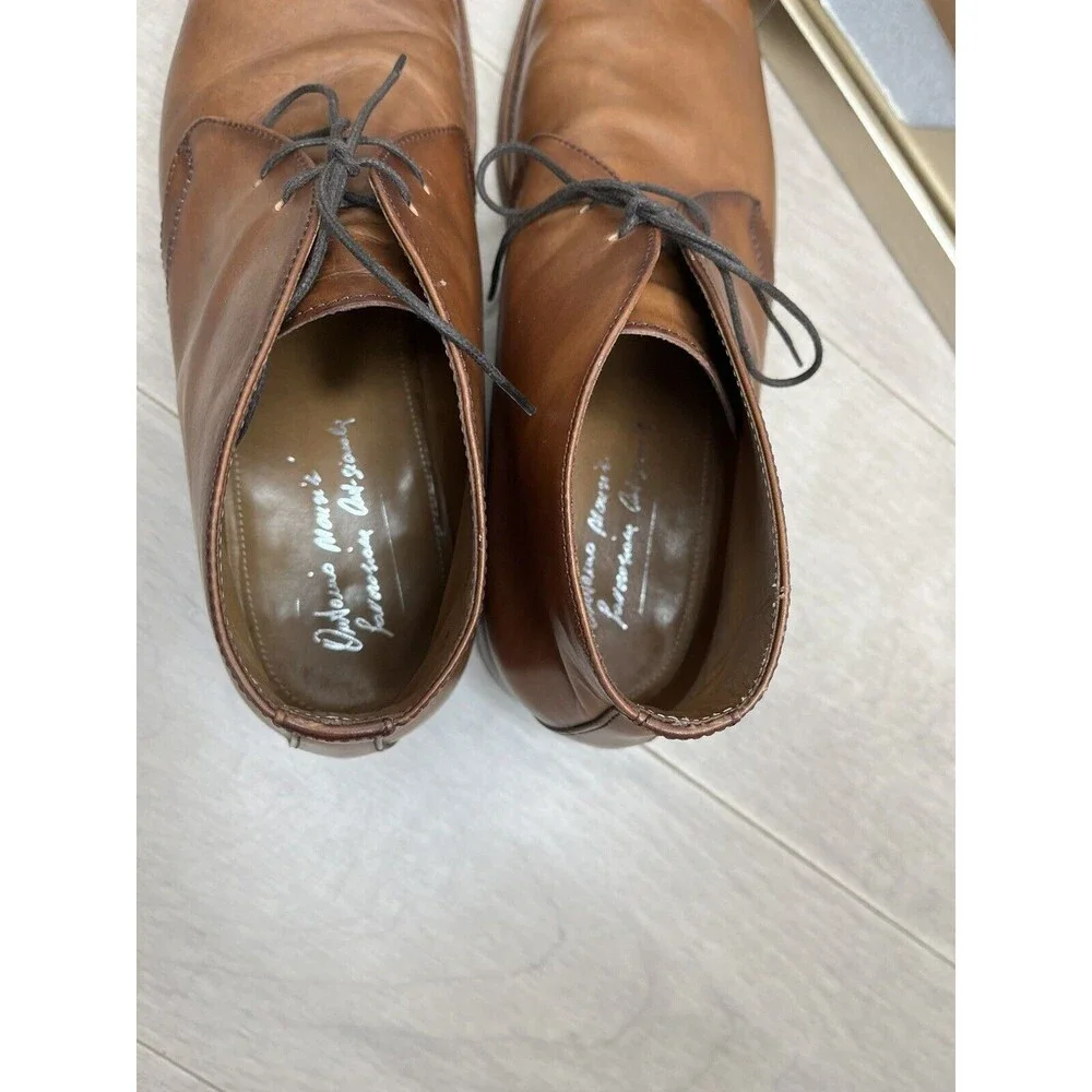 Antonio Maurizi chukka boots 45 Us 11.5 12 Brown Leather Men Shoes Italy